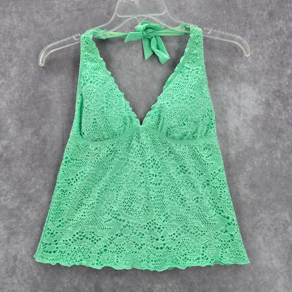 103. Mossimo Green Eyelet Halter Padded Swimwear Tankini Tank Top Medium M